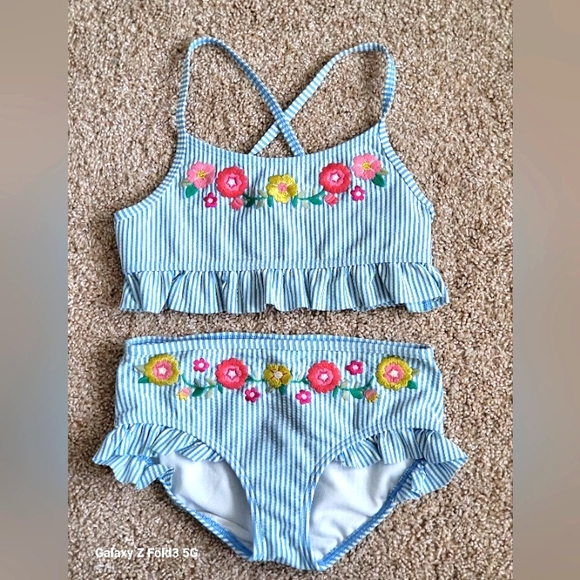 ♥️EUC♥️ BODEN GIRLS STRIPED FLORAL BIKINI SET - Picture 9 of 9